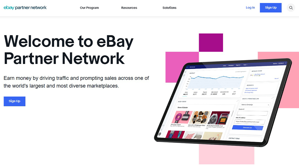 صفحه اول سایت ebay partner network