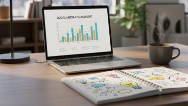 میز کار با لپ‌تاپ و دفتر و فنجان