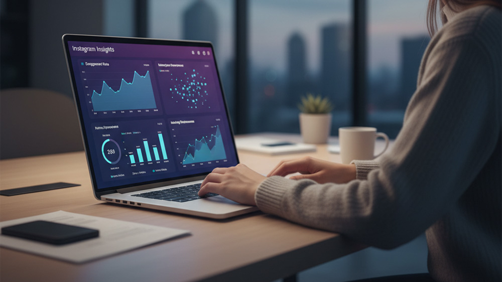 کارشناس دیجیتال مارکتینگ در حال تحلیل دادههای چالش اینستاگرامی