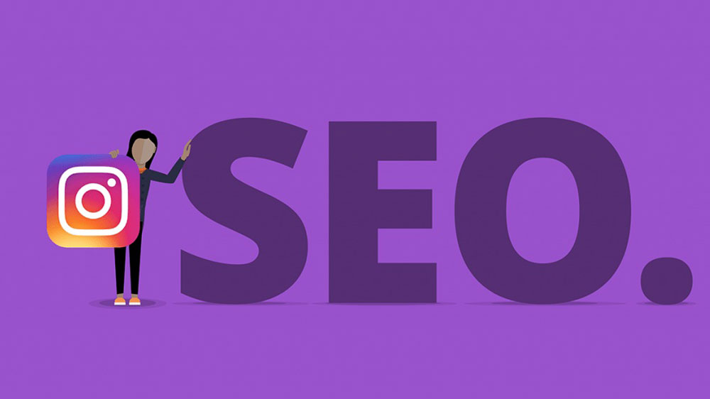 آدمک با لوگوی اینستاگرام و نوشته سئو