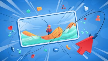 تصویر مفهومی از فردی درون صفحهای دیجیتال که با قلابماهیگیری در حال جلب توجه مخاطبان است، نمادی از استفاده از هوکهای جذاب در تولید محتوای اینستاگرام برای افزایش تعامل